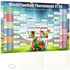 XILEPINGAN Calendrier Coupe du Monde 2026, 150x100cm, avec autocollants correcteurs et cordon, Contient les 48 équipes, les groupes, les dates des éliminations directes, pour Décoration Salon Bar Fête (150x100) - Publicité XILEPINGAN Calendrier Coupe du Monde 2026, 150x100cm, avec autocollants correcteurs et cordon, Contient les 48 équipes, les groupes, les dates des éliminations directes, pour Décoration Salon Bar Fête (150x100) - Publicité
