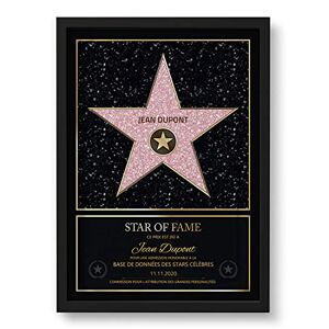 GOODS+GADGETS Style Personnel Hollywood Walk of Fame Certificat Star of Fame avec nom et Cadre en Bois Personnalisé avec nom et Date Décoration Murale avec Cadre Photo (A3-30 x 42 cm) - Publicité