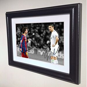 Kicks Photo signée par Lionel Messi Barcelone et Cristiano Ronaldo Real Madrid, avec cadre photo, autographe. Publicité