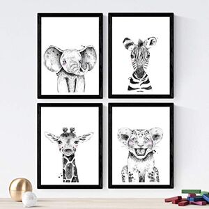 Nacnic Lot de 4 feuilles illustrées d'Animaux pour enfants noir et blanc, au format A4, papier affiche 250 gr sans cadre. Publicité Nacnic Lot de 4 feuilles illustrées d'Animaux pour enfants noir et blanc, au format A4, papier affiche 250 gr sans cadre. Publicité