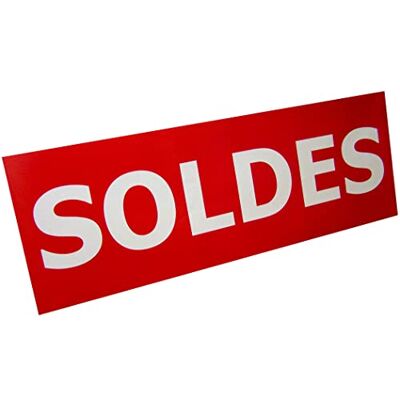 Agipa Affiche Soldes 69 x 24 cm blanc sur fond rouge - Publicité Agipa Affiche Soldes 69 x 24 cm blanc sur fond rouge - Publicité