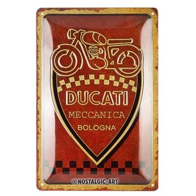 ART Plaque rétro, 20 x 30 cm, Ducati – Meccanica Bologna – Idée cadeau pour motards, Official License Product (OLP), en métal, design vintage - Publicité ART Plaque rétro, 20 x 30 cm, Ducati – Meccanica Bologna – Idée cadeau pour motards, Official License Product (OLP), en métal, design vintage - Publicité