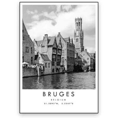 Generic Impression de Voyage Moderne Bruges Belgique Bruges Poster Art Mural Unique Décor Noir et Blanc Coordonnées Décoration d'intérieur Peinture sur Toile 50x70cm sans Cadre - Publicité Generic Impression de Voyage Moderne Bruges Belgique Bruges Poster Art Mural Unique Décor Noir et Blanc Coordonnées Décoration d'intérieur Peinture sur Toile 50x70cm sans Cadre - Publicité