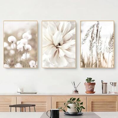 champracer Lot de 3 posters Boho, ensemble d'affiches et d'impressions artistiques bohémiennes 50x70 fleurs, images murales blanches, plantes, herbe morte, images abstraites beiges pour la chambre à coucher - Publicité champracer Lot de 3 posters Boho, ensemble d'affiches et d'impressions artistiques bohémiennes 50x70 fleurs, images murales blanches, plantes, herbe morte, images abstraites beiges pour la chambre à coucher - Publicité