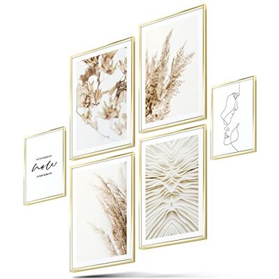 BLCKART Ensemble d'images Beige Style bohème Tableau mural Double face et élégant Motifs : herbe de la pampa, nature, herbes Poster 21 x 30 (M 4 x A4-2 X A5 Sans cadre) - Publicité BLCKART Ensemble d'images Beige Style bohème Tableau mural Double face et élégant Motifs : herbe de la pampa, nature, herbes Poster 21 x 30 (M 4 x A4-2 X A5 Sans cadre) - Publicité