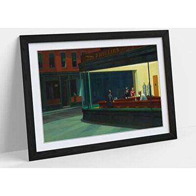 CanvasArtShop Edward Hopper, Nghthawks Impression photo encadrée de qualité supérieure 3 couleurs 4 tailles (noir, A4) - Publicité CanvasArtShop Edward Hopper, Nghthawks Impression photo encadrée de qualité supérieure 3 couleurs 4 tailles (noir, A4) - Publicité