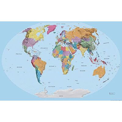1art1 Cartes Poster Carte du Monde, en Anglais Affiche Murale 91x61 cm - Publicité 1art1 Cartes Poster Carte du Monde, en Anglais Affiche Murale 91x61 cm - Publicité