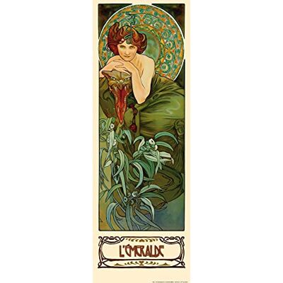1art1 Alphonse Mucha Poster Les Pierres Précieuses, L'Émeraude 1900 Affiche Reproduction 91x30 cm - Publicité 1art1 Alphonse Mucha Poster Les Pierres Précieuses, L'Émeraude 1900 Affiche Reproduction 91x30 cm - Publicité
