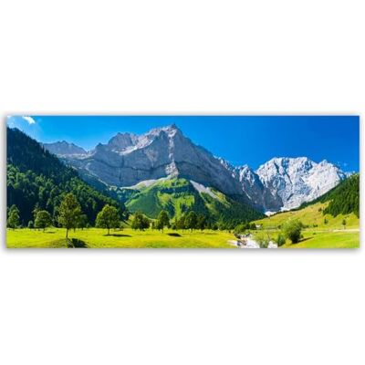 Hexoa Tableau panoramique alpages Lumineux et Sommets alpins Ciel Bleu Made in France 80x30 - Publicité Hexoa Tableau panoramique alpages Lumineux et Sommets alpins Ciel Bleu Made in France 80x30 - Publicité
