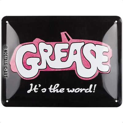 ART Plaque rétro, 15 x 20 cm, Grease – It's the word! – Idée de cadeau pour fans du cinéma, Official License Product (OLP), en métal, design vintage - Publicité ART Plaque rétro, 15 x 20 cm, Grease – It's the word! – Idée de cadeau pour fans du cinéma, Official License Product (OLP), en métal, design vintage - Publicité