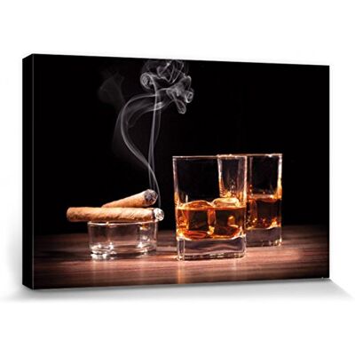 1art1 Boissons Alcooliques Poster Impression sur Toile Whiskey Et Cigares Affiche Murale XXL Encadrée Tendue sur Cadre en Bois Tableau 30x20 cm - Publicité 1art1 Boissons Alcooliques Poster Impression sur Toile Whiskey Et Cigares Affiche Murale XXL Encadrée Tendue sur Cadre en Bois Tableau 30x20 cm - Publicité