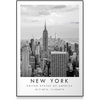 Generic Affiche de Voyage de New York en Noir et Blanc Impression sur Toile Art Mural Unique Décoration d'intérieur Minimaliste 50 x 70 cm sans Cadre - Publicité Generic Affiche de Voyage de New York en Noir et Blanc Impression sur Toile Art Mural Unique Décoration d'intérieur Minimaliste 50 x 70 cm sans Cadre - Publicité