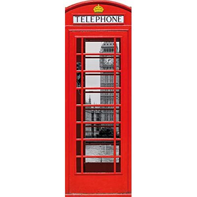 1art1 Londres Poster De Porte Cabine Téléphonique Rouge avec Big Ben Et Tamise, Collage Affiche 158x53 cm - Publicité 1art1 Londres Poster De Porte Cabine Téléphonique Rouge avec Big Ben Et Tamise, Collage Affiche 158x53 cm - Publicité