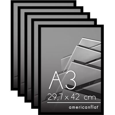 Americanflat A3 Picture Frame with Polished Plexi Cover Set of 5 Streamline Collection Thin Border Picture Frame for Wall Display Hanging Hardware Included Black - Publicité Americanflat A3 Picture Frame with Polished Plexi Cover Set of 5 Streamline Collection Thin Border Picture Frame for Wall Display Hanging Hardware Included Black - Publicité