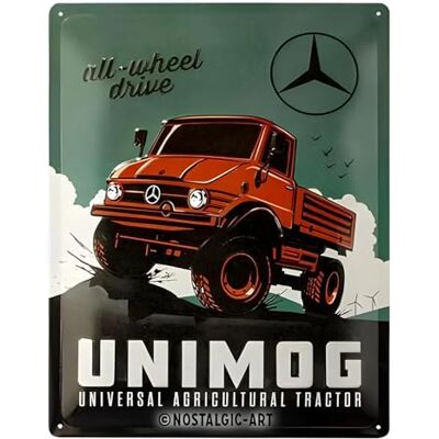 ART Plaque rétro, 30 x 40 cm, Daimler Truck – Unimog – Idée cadeau pour fans d'accessoires automobiles, Official License Product (OLP), en métal, design vintage - Publicité ART Plaque rétro, 30 x 40 cm, Daimler Truck – Unimog – Idée cadeau pour fans d'accessoires automobiles, Official License Product (OLP), en métal, design vintage - Publicité
