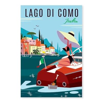 Hexoa Poster Retro lac de côme Made in France Affiche Seule 30x45 - Publicité Hexoa Poster Retro lac de côme Made in France Affiche Seule 30x45 - Publicité