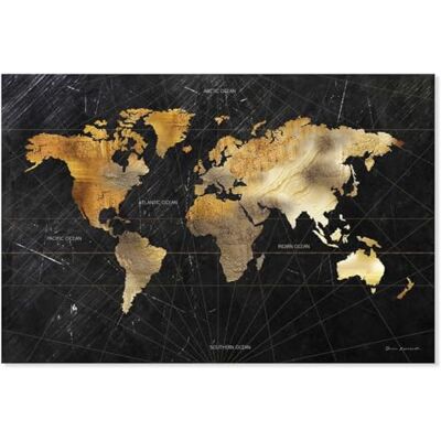 Hexoa Tableau Carte du Monde dorée Made in France Toile imprimée 90x60 - Publicité Hexoa Tableau Carte du Monde dorée Made in France Toile imprimée 90x60 - Publicité