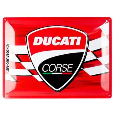 ART Plaque rétro, 30 x 40 cm, Ducati Corse – Logo Racing Flag – Idée cadeau pour motards, Official License Product (OLP), en métal, design vintage - Publicité ART Plaque rétro, 30 x 40 cm, Ducati Corse – Logo Racing Flag – Idée cadeau pour motards, Official License Product (OLP), en métal, design vintage - Publicité