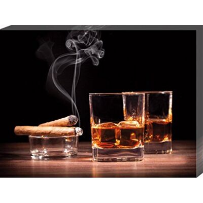 1art1 Boissons Alcooliques Poster Impression sur Toile Whiskey Et Cigares Affiche Murale XXL Encadrée Tendue sur Cadre en Bois Tableau 80x60 cm - Publicité 1art1 Boissons Alcooliques Poster Impression sur Toile Whiskey Et Cigares Affiche Murale XXL Encadrée Tendue sur Cadre en Bois Tableau 80x60 cm - Publicité