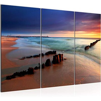Plage Mer Peinture Tableau Salon XXL Bleu Rose Vague 120 x 80 cm 3 Parties Decoration Murale 607831a - Publicité Plage Mer Peinture Tableau Salon XXL Bleu Rose Vague 120 x 80 cm 3 Parties Decoration Murale 607831a - Publicité
