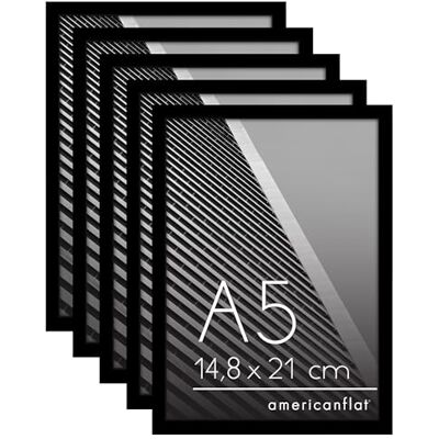 Americanflat Cadre Photo A5 Noir Cadre A5 avec Bordure Fine, Vitre Antichoc, Chevalet et Matériel de Suspension Intégré pour Mur et Surface Plane Lot de 5 - Publicité Americanflat Cadre Photo A5 Noir Cadre A5 avec Bordure Fine, Vitre Antichoc, Chevalet et Matériel de Suspension Intégré pour Mur et Surface Plane Lot de 5 - Publicité