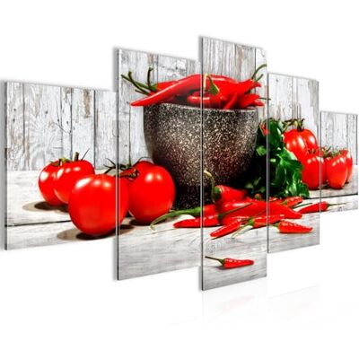 Tableau Cuisine Légumes 200 x 100 cm 5 Parties XXL Decoration Murale Dessin Blanc Rouge 005851b - Publicité Tableau Cuisine Légumes 200 x 100 cm 5 Parties XXL Decoration Murale Dessin Blanc Rouge 005851b - Publicité