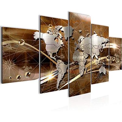 Tableau mural Carte Du Monde 5 Parties Impression sur Toile Intissee Decotation Salon Abstrait Moderne Marron 106852b - Publicité Tableau mural Carte Du Monde 5 Parties Impression sur Toile Intissee Decotation Salon Abstrait Moderne Marron 106852b - Publicité
