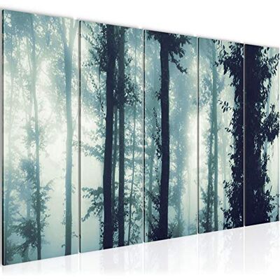 Tableau mural XXL Forêt Nuit 200 x 80 cm Turquoise 5 Parties 011155c - Publicité Tableau mural XXL Forêt Nuit 200 x 80 cm Turquoise 5 Parties 011155c - Publicité