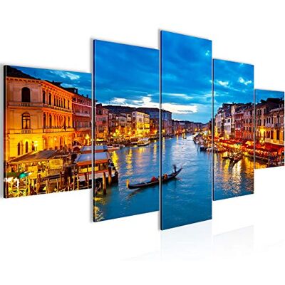 Tableau Venise Italie 200 x 100 cm 5 Parties XXL Decoration Murale Dessin Or Bleu 604351a - Publicité Tableau Venise Italie 200 x 100 cm 5 Parties XXL Decoration Murale Dessin Or Bleu 604351a - Publicité