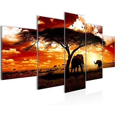 Tableau Afrique Le Coucher Du Soleil 200 x 100 cm 5 Parties XXL Decoration Murale Dessin Orange 001551a - Publicité Tableau Afrique Le Coucher Du Soleil 200 x 100 cm 5 Parties XXL Decoration Murale Dessin Orange 001551a - Publicité