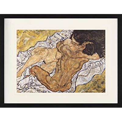 1art1 Egon Schiele Poster L'Étreinte, Amants II, 1917 Affiche Encadrée avec Passe-Partout Élégant Images Murales dans Un Cadre Photo 80x60 cm - Publicité 1art1 Egon Schiele Poster L'Étreinte, Amants II, 1917 Affiche Encadrée avec Passe-Partout Élégant Images Murales dans Un Cadre Photo 80x60 cm - Publicité