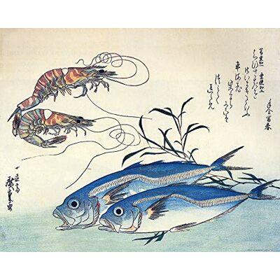 1art1 Utagawa Hiroshige Poster Maquereaux Et Crevettes, 1834-35 Affiche Reproduction 50x40 cm - Publicité 1art1 Utagawa Hiroshige Poster Maquereaux Et Crevettes, 1834-35 Affiche Reproduction 50x40 cm - Publicité