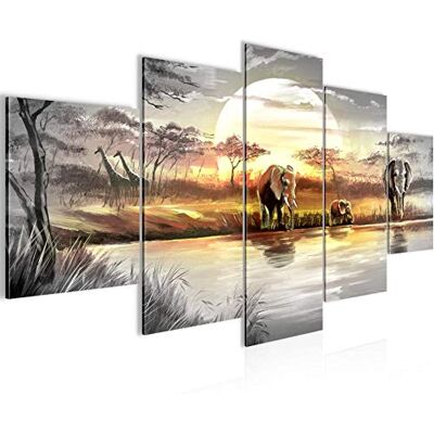 Afrique L'Éléphant Tableau Murale Impression sur Toile Intissee 5 Parties Paysage Jaune Gris Chambre Salle 000753a - Publicité Afrique L'Éléphant Tableau Murale Impression sur Toile Intissee 5 Parties Paysage Jaune Gris Chambre Salle 000753a - Publicité