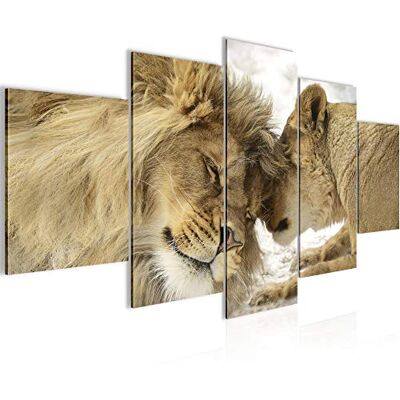 Les Lions Amour Tableau Murale Impression sur Toile Intissee 5 Parties Animaux Afrique Beige Chambre Salle 002153a - Publicité Les Lions Amour Tableau Murale Impression sur Toile Intissee 5 Parties Animaux Afrique Beige Chambre Salle 002153a - Publicité