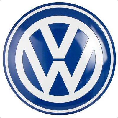 ART Plaque rétro, Ø 35 cm, VW – Logo – Idée cadeau pour le bus Volkswagen, Official License Product (OLP), en métal, design vintage - Publicité ART Plaque rétro, Ø 35 cm, VW – Logo – Idée cadeau pour le bus Volkswagen, Official License Product (OLP), en métal, design vintage - Publicité