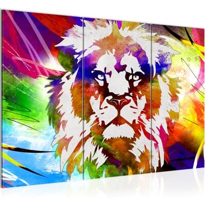 Lion Abstrait Peinture Tableau Salon XXL Coloré Animaux 120 x 80 cm 3 Parties Decoration Murale 007331a - Publicité Lion Abstrait Peinture Tableau Salon XXL Coloré Animaux 120 x 80 cm 3 Parties Decoration Murale 007331a - Publicité