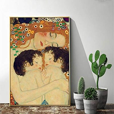 ART Impression sur toile murale Gustav Klimt célèbre mère et enfant jumeaux Impression sur toile Poster Bureau Chambre Café Décoration avec cadre (70 cm x 50 cm) - Publicité ART Impression sur toile murale Gustav Klimt célèbre mère et enfant jumeaux Impression sur toile Poster Bureau Chambre Café Décoration avec cadre (70 cm x 50 cm) - Publicité