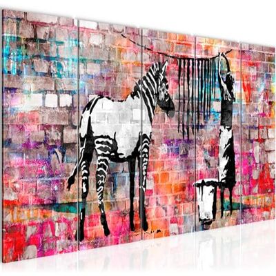 Tableau mural XXL Banksy Lavant Zèbre 200 x 80 cm Coloré 5 Parties 012955c - Publicité Tableau mural XXL Banksy Lavant Zèbre 200 x 80 cm Coloré 5 Parties 012955c - Publicité