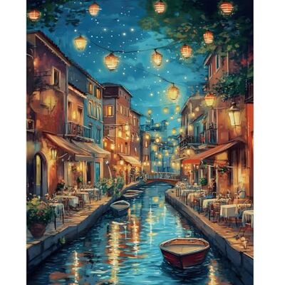 ART Peinture par numéros pour adultes Venise, paysage Peinture par numéros pour adultes sur toile Set, DIY Paint by Numbers de rivière pour décoration de la maison, sans cadre 40x50cm - Publicité ART Peinture par numéros pour adultes Venise, paysage Peinture par numéros pour adultes sur toile Set, DIY Paint by Numbers de rivière pour décoration de la maison, sans cadre 40x50cm - Publicité