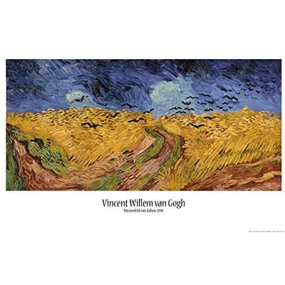 1art1 Vincent Van Gogh Poster Champs De Blé Aux Corbeaux, 1890 Affiche Murale 91x61 cm - Publicité 1art1 Vincent Van Gogh Poster Champs De Blé Aux Corbeaux, 1890 Affiche Murale 91x61 cm - Publicité
