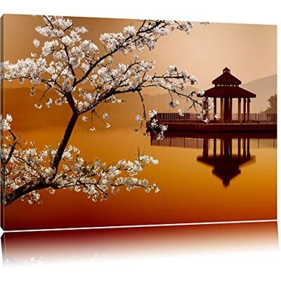 Pixxprint Cerise sur le lac avec japonaise Format: toile 100x70auf, XXL énormes Photos complètement encadrés par la civière, l'impression de l'image Art mural avec cadre, moins cher que peintures à l'huile et de l'image, aucune affiche ou poster - Publicité Pixxprint Cerise sur le lac avec japonaise Format: toile 100x70auf, XXL énormes Photos complètement encadrés par la civière, l'impression de l'image Art mural avec cadre, moins cher que peintures à l'huile et de l'image, aucune affiche ou poster - Publicité