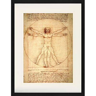 1art1 Leonardo Da Vinci Poster Homme De Vitruve, vers 1490 Affiche Encadrée avec Passe-Partout Élégant Images Murales dans Un Cadre Photo 80x60 cm - Publicité 1art1 Leonardo Da Vinci Poster Homme De Vitruve, vers 1490 Affiche Encadrée avec Passe-Partout Élégant Images Murales dans Un Cadre Photo 80x60 cm - Publicité