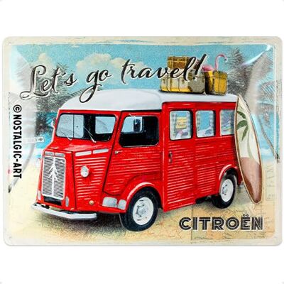 ART Plaque rétro, 30 x 40 cm, Citroen Type H – Let's go travel – Idée cadeau pour fans de Citroen, Official License Product (OLP), en métal, design vintage - Publicité ART Plaque rétro, 30 x 40 cm, Citroen Type H – Let's go travel – Idée cadeau pour fans de Citroen, Official License Product (OLP), en métal, design vintage - Publicité