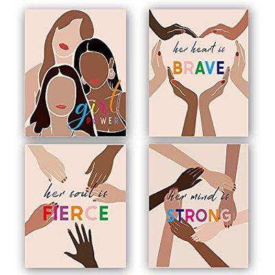 TANXM Lot de 4 affiches Girl Power Diversity Impression d'art féministe inspirante Art féministe Citation féministe Parfait pour une chambre de fille ou une décoration d'étude 20,3 x 25,4 cm - Publicité TANXM Lot de 4 affiches Girl Power Diversity Impression d'art féministe inspirante Art féministe Citation féministe Parfait pour une chambre de fille ou une décoration d'étude 20,3 x 25,4 cm - Publicité