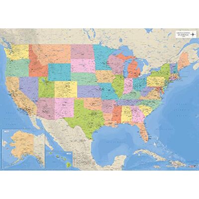 empireposter Poster géant XXL Carte USA avec tous les États Poster éducatif échelle 1:3,325 millions 140 x 100 cm version anglaise - Publicité empireposter Poster géant XXL Carte USA avec tous les États Poster éducatif échelle 1:3,325 millions 140 x 100 cm version anglaise - Publicité