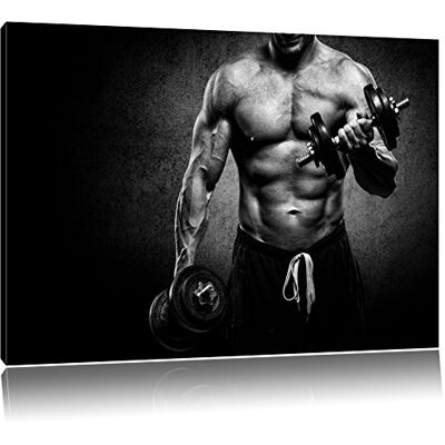 Pixxprint Dark Exerciseur culturiste noir / blanc Taille: 120x80 cm sur toile, énorme XXL Photos complètement encadrée avec civière, art impression sur murale avec cadre, moins cher que la peinture ou la peinture à l'huile, aucune affiche ou un poster - Publicité Pixxprint Dark Exerciseur culturiste noir / blanc Taille: 120x80 cm sur toile, énorme XXL Photos complètement encadrée avec civière, art impression sur murale avec cadre, moins cher que la peinture ou la peinture à l'huile, aucune affiche ou un poster - Publicité