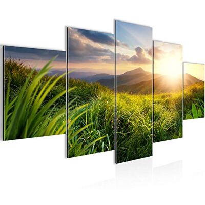Tableau Lever du Soleil Paysage 200 x 100 cm 5 Parties XXL Decoration Murale Dessin Coloré 607051a - Publicité Tableau Lever du Soleil Paysage 200 x 100 cm 5 Parties XXL Decoration Murale Dessin Coloré 607051a - Publicité
