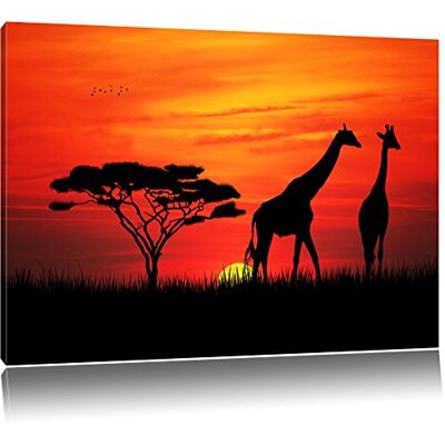 Pixxprint Dark Girafes d'Afrique de l'image de coucher de soleil sur toile, énorme XXL Photos complètement encadrées avec civière, art impression sur murale avec cadre, moins cher que la peinture ou de l'image, aucune affiche ou un poster taille: 60x40 cm - Publicité Pixxprint Dark Girafes d'Afrique de l'image de coucher de soleil sur toile, énorme XXL Photos complètement encadrées avec civière, art impression sur murale avec cadre, moins cher que la peinture ou de l'image, aucune affiche ou un poster taille: 60x40 cm - Publicité
