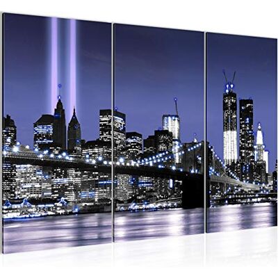 New York City Peinture Tableau Salon XXL Bleu Ville Horizon 120 x 80 cm 3 Parties Decoration Murale 007031b - Publicité New York City Peinture Tableau Salon XXL Bleu Ville Horizon 120 x 80 cm 3 Parties Decoration Murale 007031b - Publicité