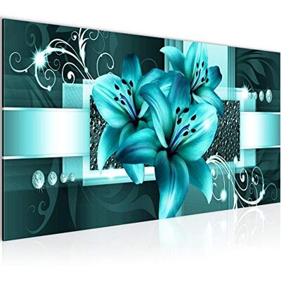Tableau Decoration Murale Lis Fleurs 1 Partie Moderne Toile non tissée Salon Salle Abstrait Turquoise 008612a - Publicité Tableau Decoration Murale Lis Fleurs 1 Partie Moderne Toile non tissée Salon Salle Abstrait Turquoise 008612a - Publicité
